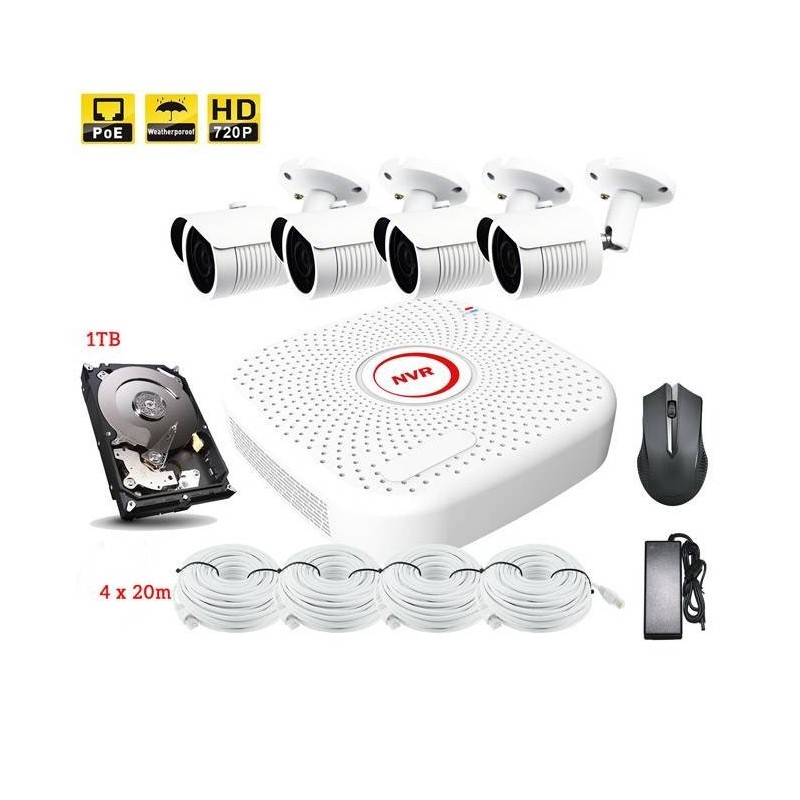 Kit de vidéo surveillance PoE 4pcs