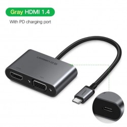 Adaptateur USB C à HDMI VGA Type C à HDMI 4K Thunderbolt avec la Sortie PD (usb C)