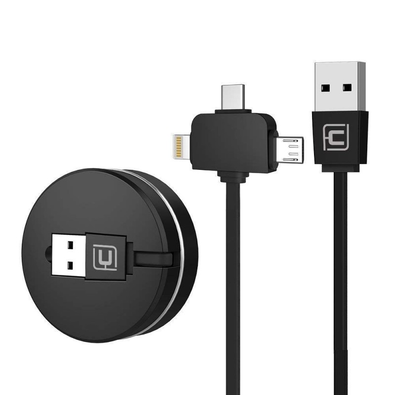CAFELE Câble de Charge USB rétractable pour IP & Micro USB & Type-C 3 en 1