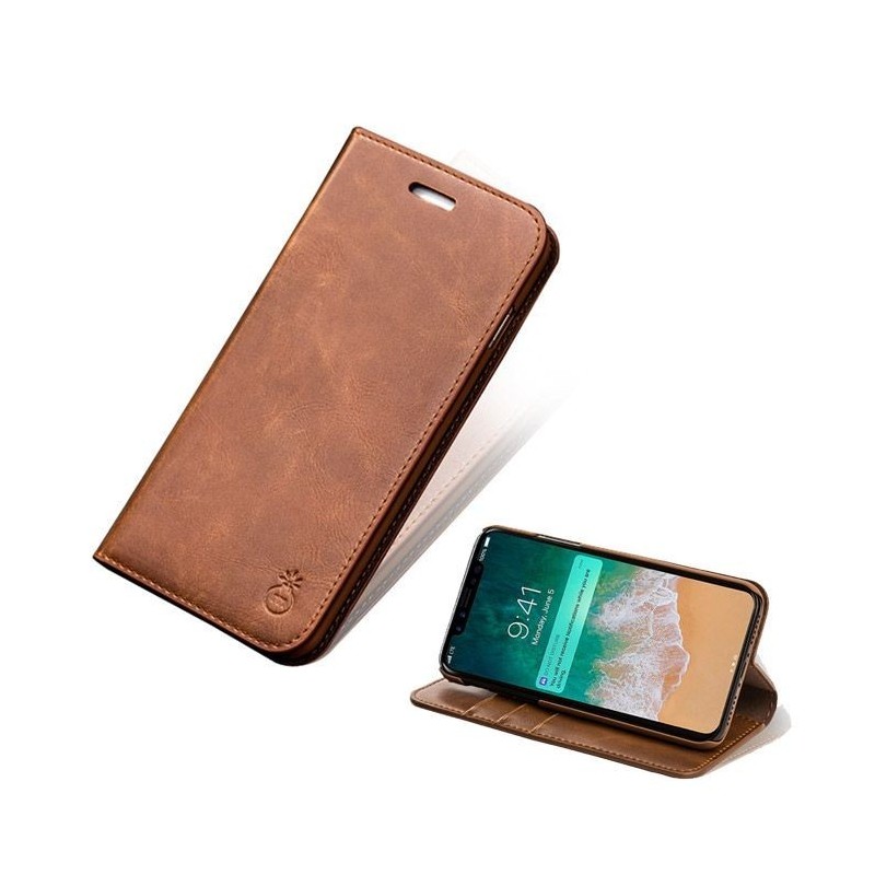 iPhone Xs/X-Etui portefeuille support simili cuir souple fermeture magnétique
