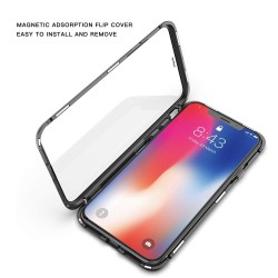 iPhone Xs Max-Coque métallique Magnétique avec protection en verre devant/derrière