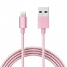 Câble lightning nylon Chargeur et Synchronisation pour iPhone - Rose