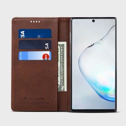 étui support rétro avec pochettes pour Samsung Galaxy Note10 - Brun