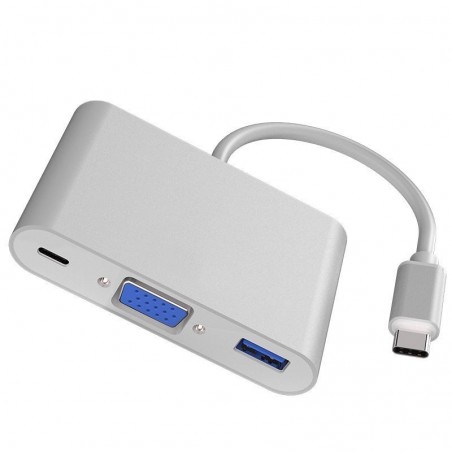 Adaptateur HUB type C à VGA/USB 3.0/Type C pour MacBook iPad Pro Samsung et Huawei etc.