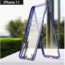 iPhone 11-Coque métallique Magnétique avec protection en verre devant/derrière