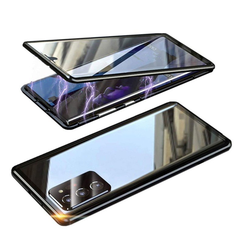 Galaxy Note 10 plus - Etui lux metallique double face avec verre trempé