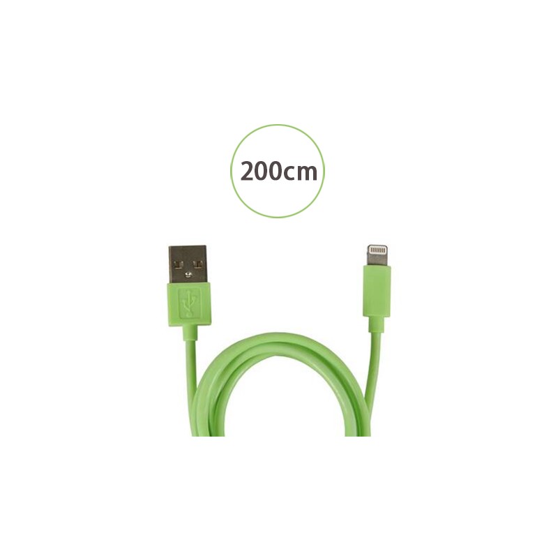 Câble lightning Chargement et Synchronisation 200cm pour iPhone - vert