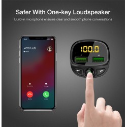 New 2019 - Transmetteur FM Bluetooth, Kit Main Libre Voiture Chargeur de Voiture