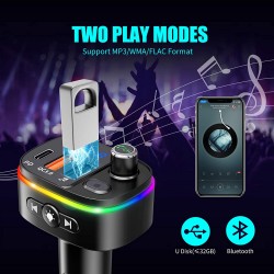 New 2020 - Transmetteur FM Bluetooth, Kit Main Libre Voiture Chargeur de Voiture