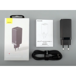 Baseus GaN Mini Quick Travel Charger65W, Quick Charge 3.0, Power Delivery 3.0