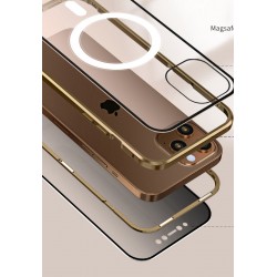 iPhone 12 Pro Max - Coque Magnétique magsafe double Face Verre anti espion-Dorée