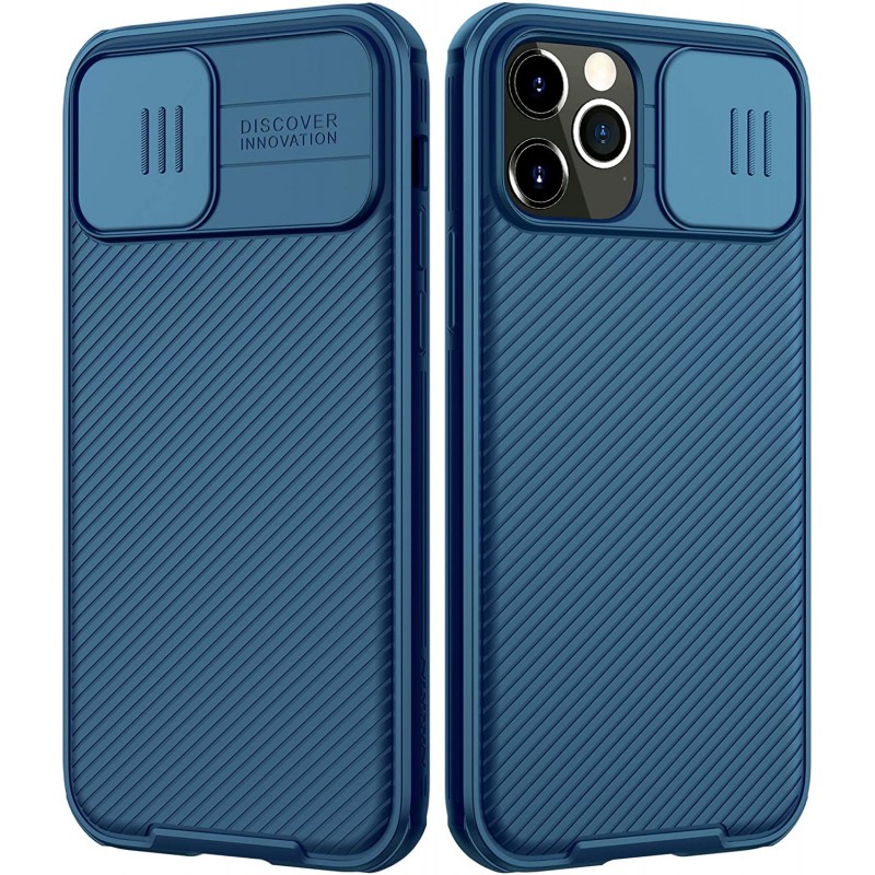 iPhone 12 Pro Max - Coque noire protection caméra amovible camshield Bleu