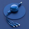 Câble de Charge rétractable Multi USB  3 en 1 - Bleu