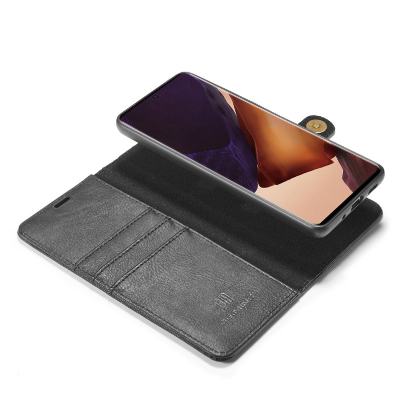 Galaxy Note 20 ultra - Housse portefeuille détachable Noir Cuir haut de gamme 2 en 1