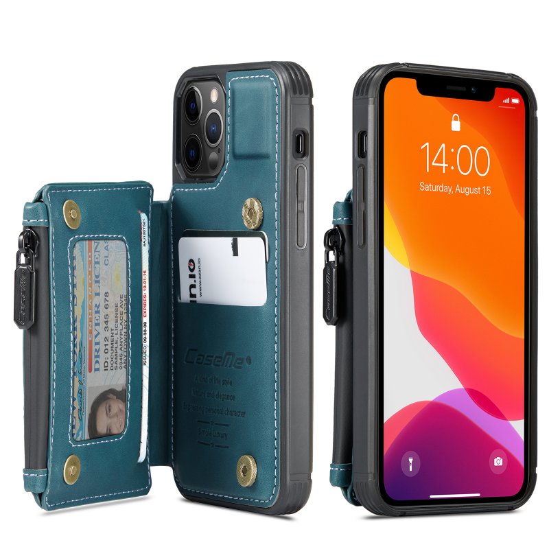 iPhone 13 Pro - Coque resistante avec portemonnaie Bleu Nouveautés 2021