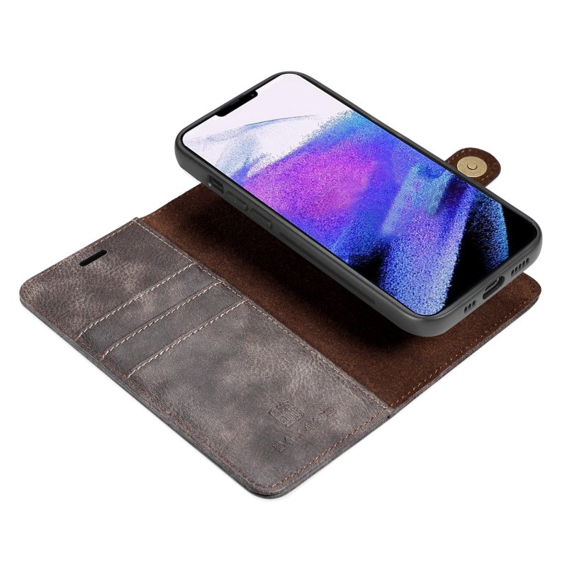 iPhone 13 Pro - Portefeuille étui coque détachable Brun