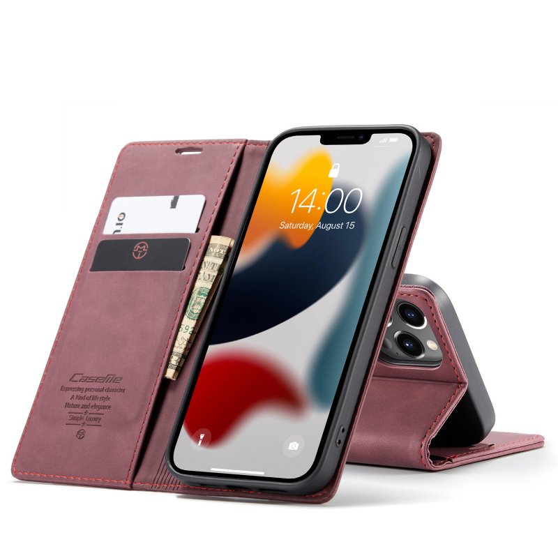 iPhone 12 Pro Max - Etui clapet portefeuille rouge caseme