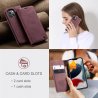 iPhone 13 - Etui clapet portefeuille vin rouge caseme