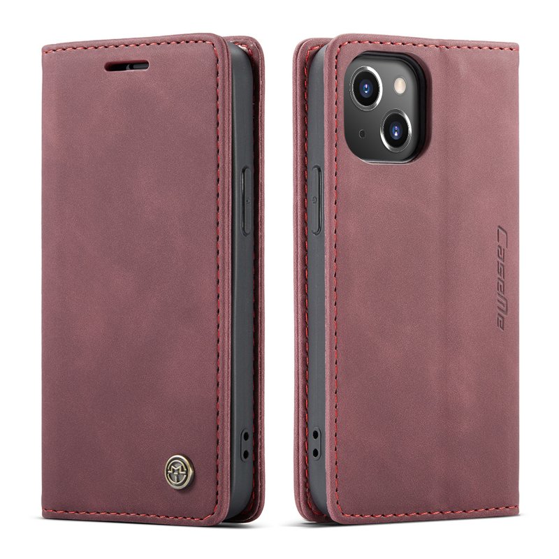 iPhone 13 - Etui clapet portefeuille vin rouge caseme