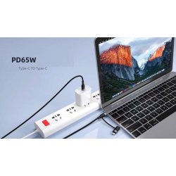 Chargeur cable type-c à lightning/type-c 2 en 1 65W macbook notebook iphone Nylon Tressé