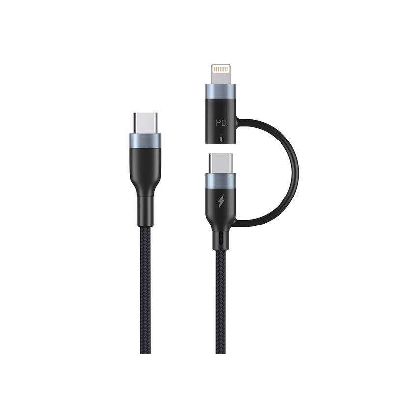 Chargeur cable type-c à lightning/type-c 2 en 1 65W macbook notebook iphone Nylon Tressé