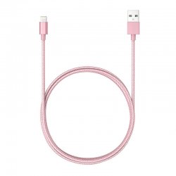 Câble lightning nylon ROSE Chargeur et Synchronisation pour iPhone - Rose