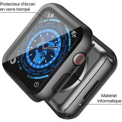 Apple Watch 45mm serie 7 - coque PC noir avec verre trempé