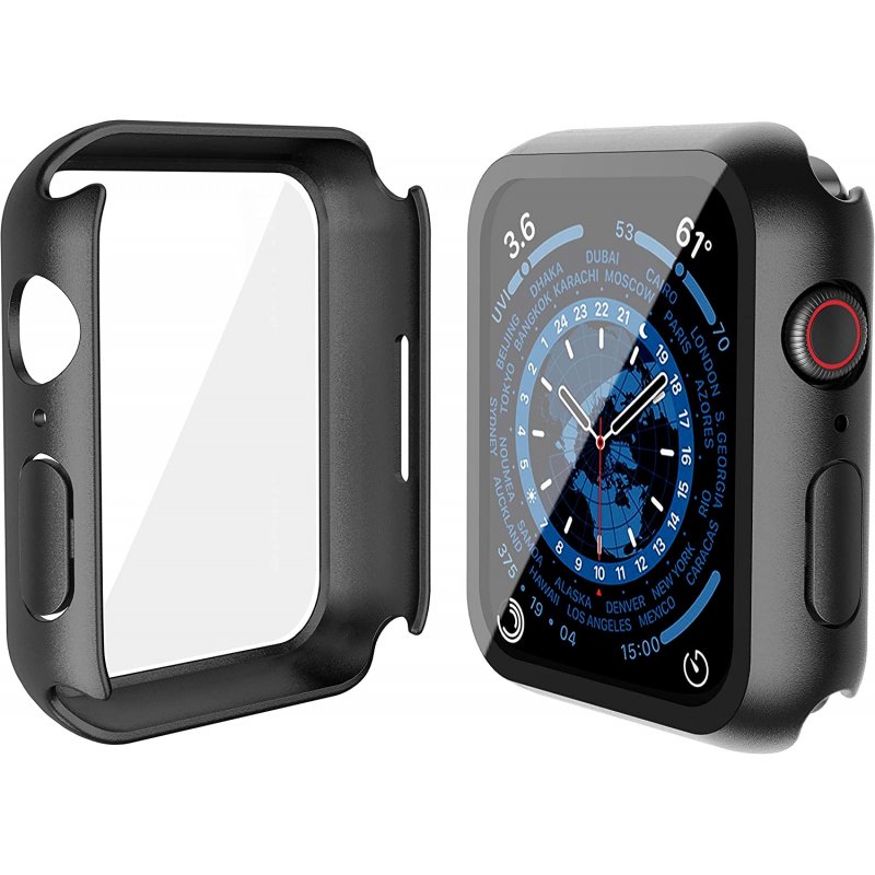 Apple Watch 41mm serie 7 - coque PC noir avec verre trempé