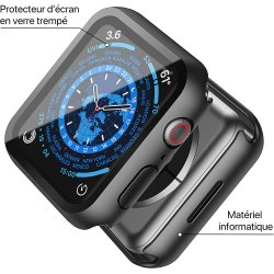 Apple Watch 41mm serie 7 - coque PC noir avec verre trempé