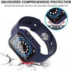 Apple Watch 40mm serie 6/5 - coque PC Bleu avec verre trempé