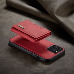 iPhone 13 Pro Max - coque resistante avec portefeuille detachable Rouge