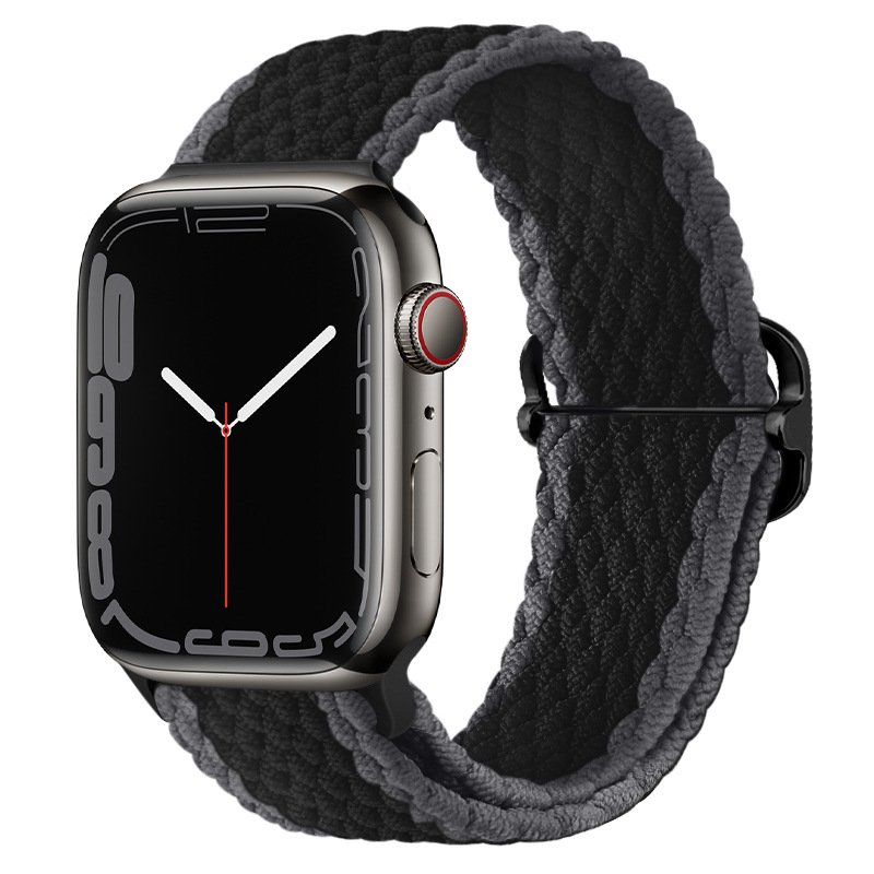 Apple watch 7/6/5 45/44/42mm - Bracelet nylon double couleur Noir