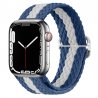 Apple watch 7/6/5 45/44/42mm - Bracelet nylon double couleur blanc/bleu