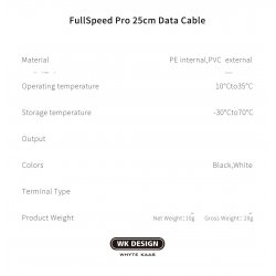 WK Data câble iPhone lightning noir 25 cm