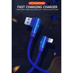 Câble Coudé iPhone ipad 90 Degrés Charge Rapide lightning 3m