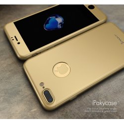 iPhone 8 plus - coque devant dérrière rouge iPaky® protection écran verre offerte