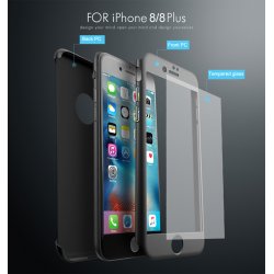 iPhone 8 plus - coque devant dérrière rouge iPaky® protection écran verre offerte
