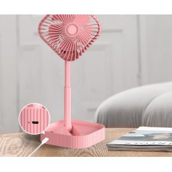 Ventilateur USB pliable portable rechargeable 4W Rose