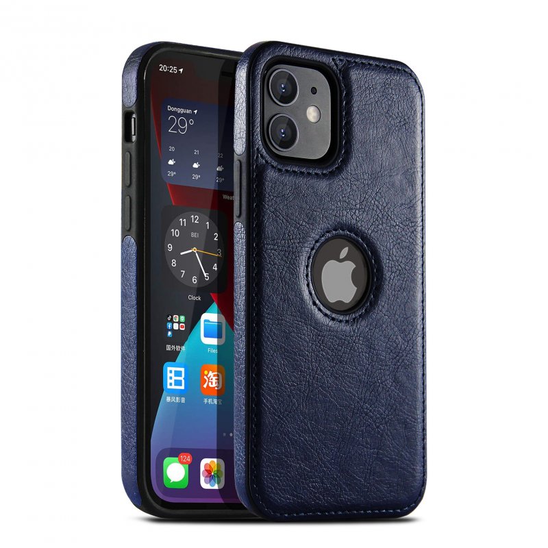 iPhone 14 Pro - Coque en cuir bleu très résistante
