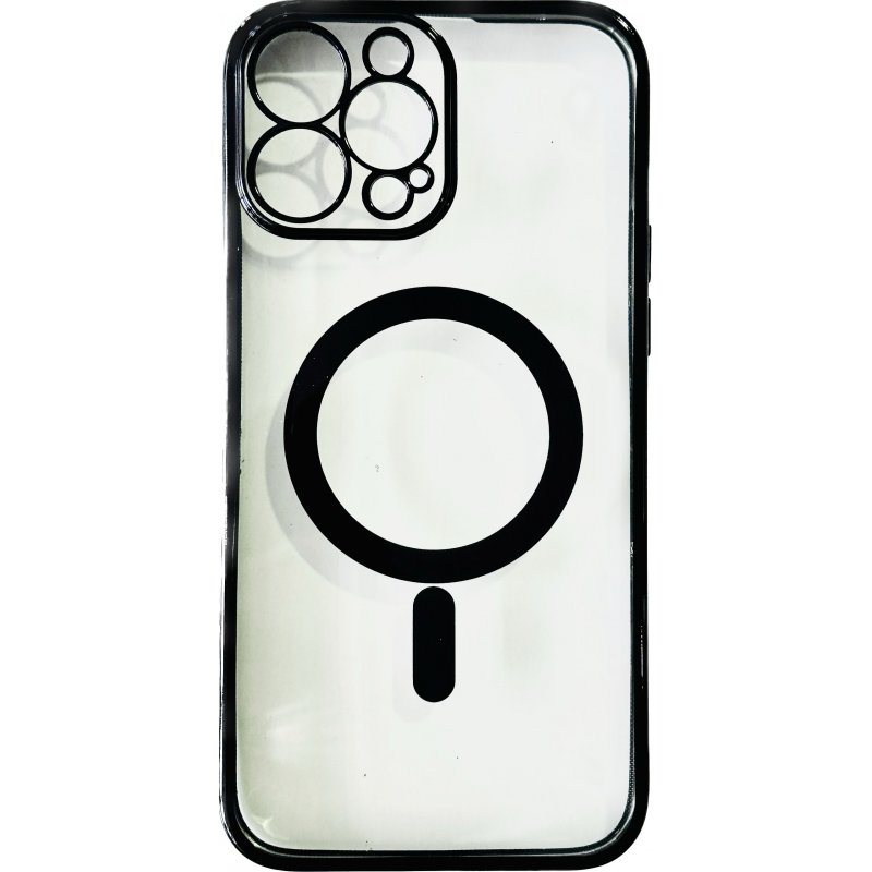 iPhone 12 Pro Max - Coque Transparente magsafe bord Noir avec Cercle magnétique intégré