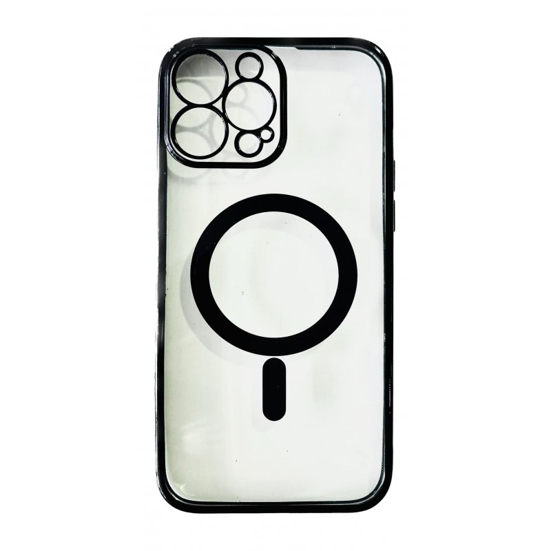 iPhone 11 Pro - Coque Transparente magsafe bord Noir avec Cercle magnétique intégré