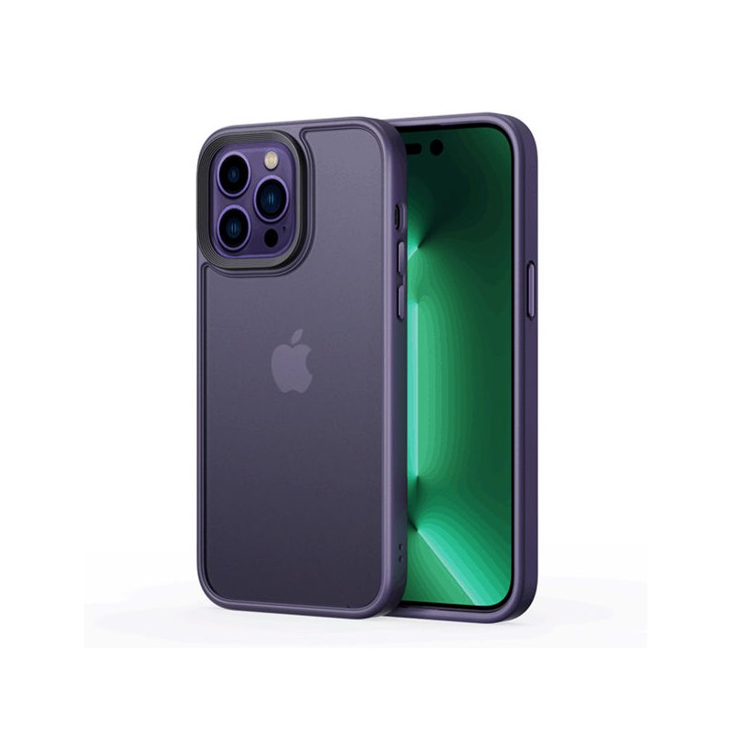 iPhone 14 Pro- coque cadre violette dos translucide