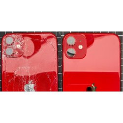Vitre arrière iPhone 12 rouge (avec logo)