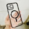 iPhone 12 Pro - Coque Transparente magsafe bord Noir avec Cercle magnétique intégré