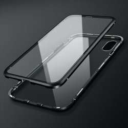 iPhone XR-Coque métallique Magnétique avec protection en verre devant/derrière
