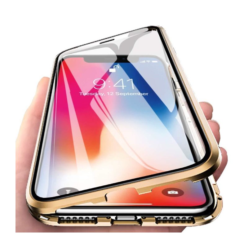 iPhone XR - Coque métallique Magnétique avec protection en verre devant/derrière