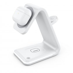 Support de chargeur magnétique iPhone apple watch et airpods Dock magsafe 3 en 1 Blanc/Noir