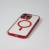 iPhone 14 Pro Max - Coque Transparente magsafe bord rouge avec Cercle magnétique intégré