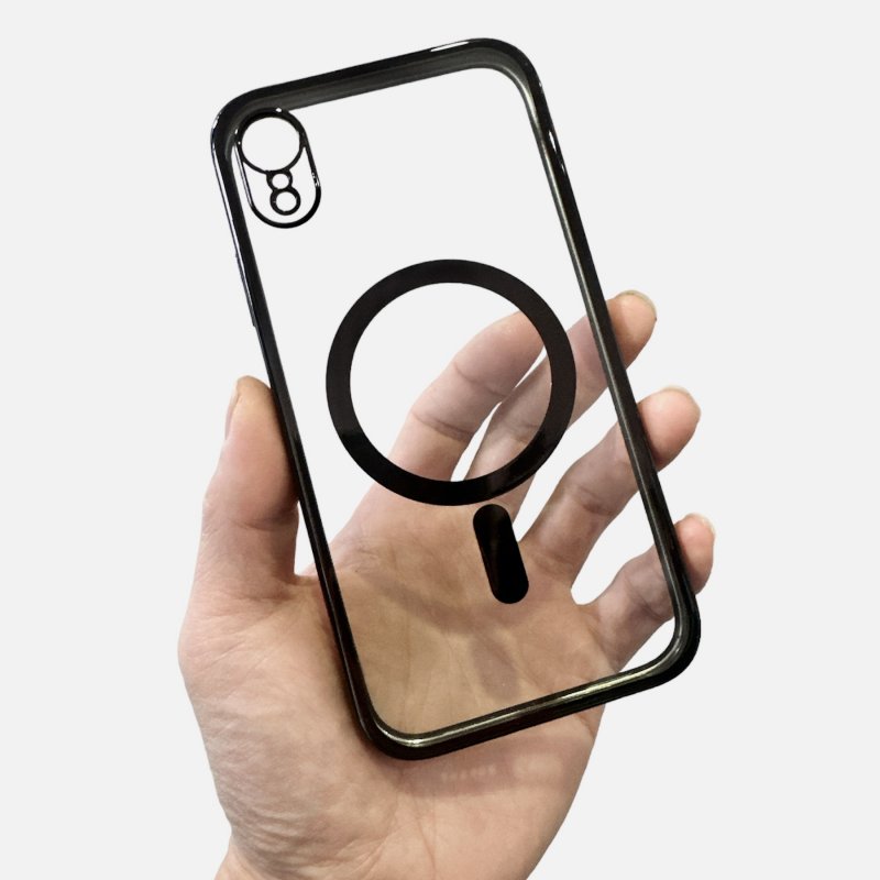 iPhone XR - Coque Transparente magsafe bord Noir avec Cercle magnétique intégré