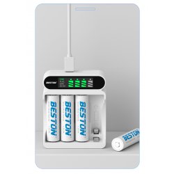 Chargeur rapide USB/type-c pour batteries 1.2V, AA, AAA, NiCd, NiMh (4 emplacements-Sans piles)